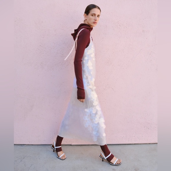 Jonathan Simkhai Madysen sequined tulle midi dress in Blush Pink Size 0 - Picture 15 of 15